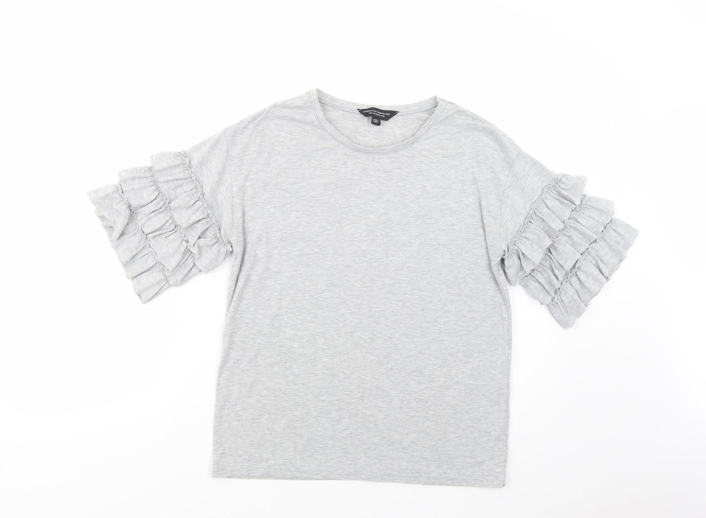 Dorothy Perkins Womens Grey  Cotton Basic T-Shirt Size 10 Crew Neck