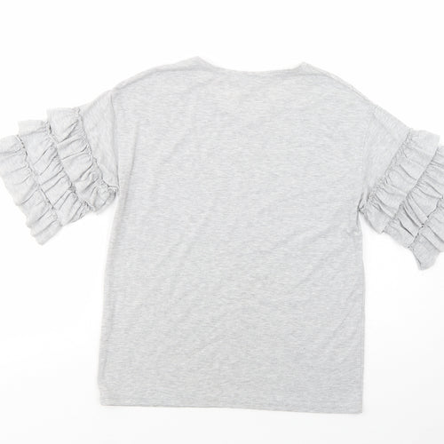 Dorothy Perkins Womens Grey  Cotton Basic T-Shirt Size 10 Crew Neck