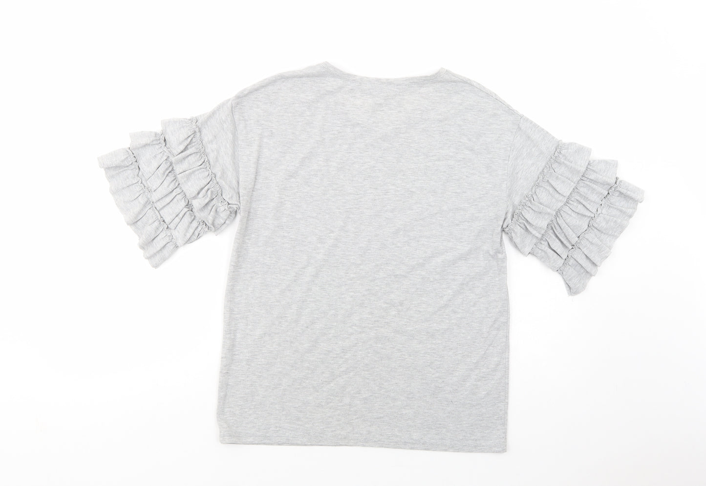 Dorothy Perkins Womens Grey  Cotton Basic T-Shirt Size 10 Crew Neck