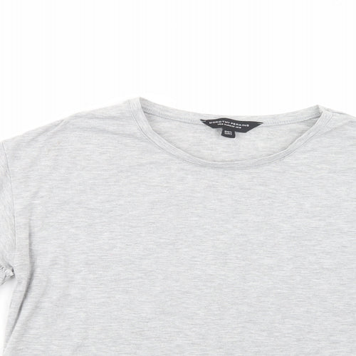 Dorothy Perkins Womens Grey  Cotton Basic T-Shirt Size 10 Crew Neck