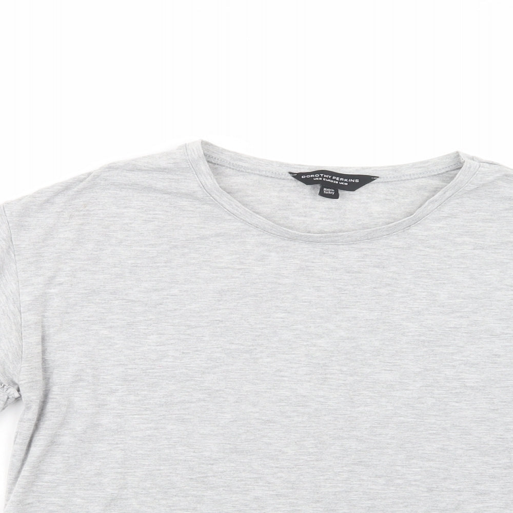 Dorothy Perkins Womens Grey  Cotton Basic T-Shirt Size 10 Crew Neck