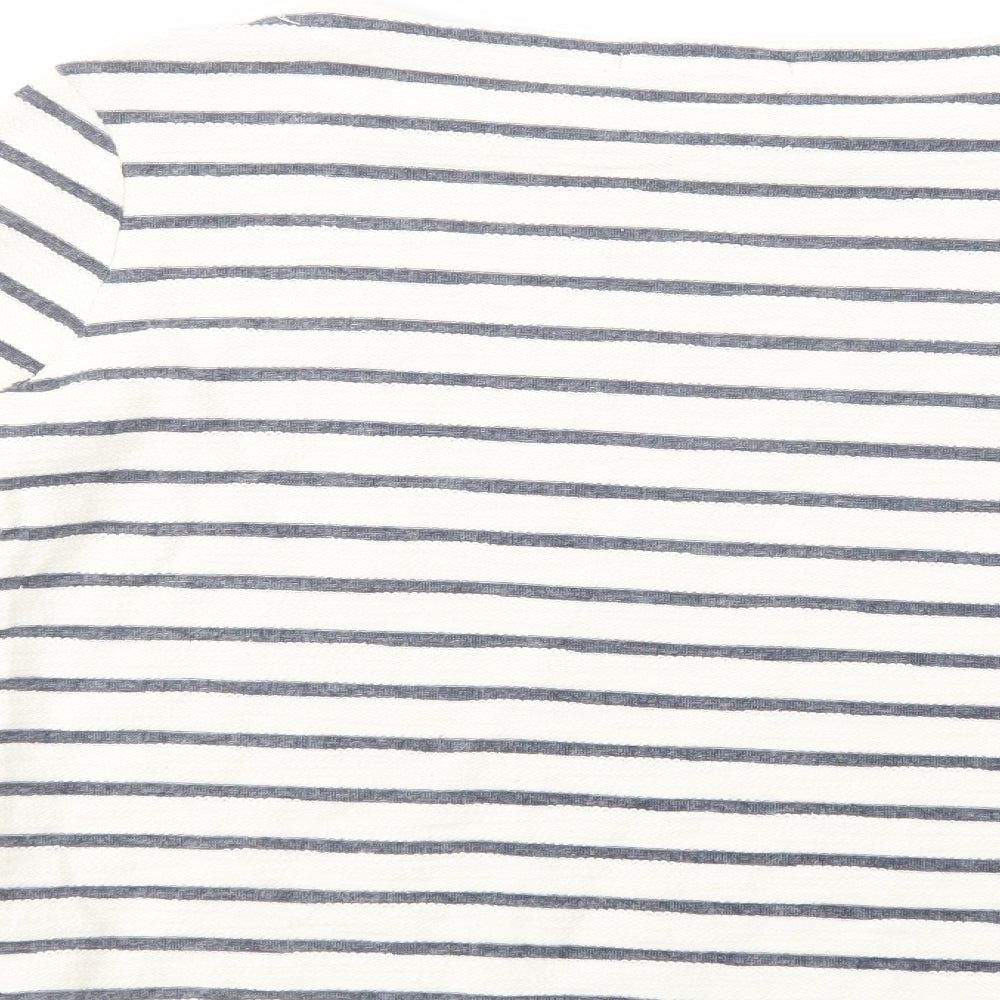 Marks and Spencer Womens White Striped Cotton Pullover Sweatshirt Size 12  Pullover