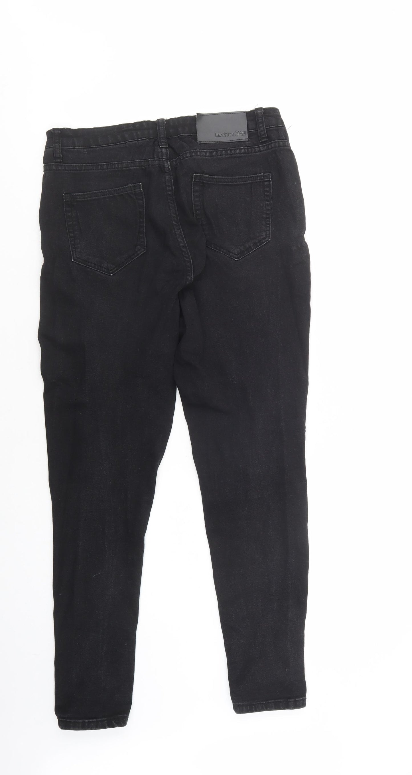 Boohoo Mens Black  Cotton Skinny Jeans Size 30 in L32 in Regular Button