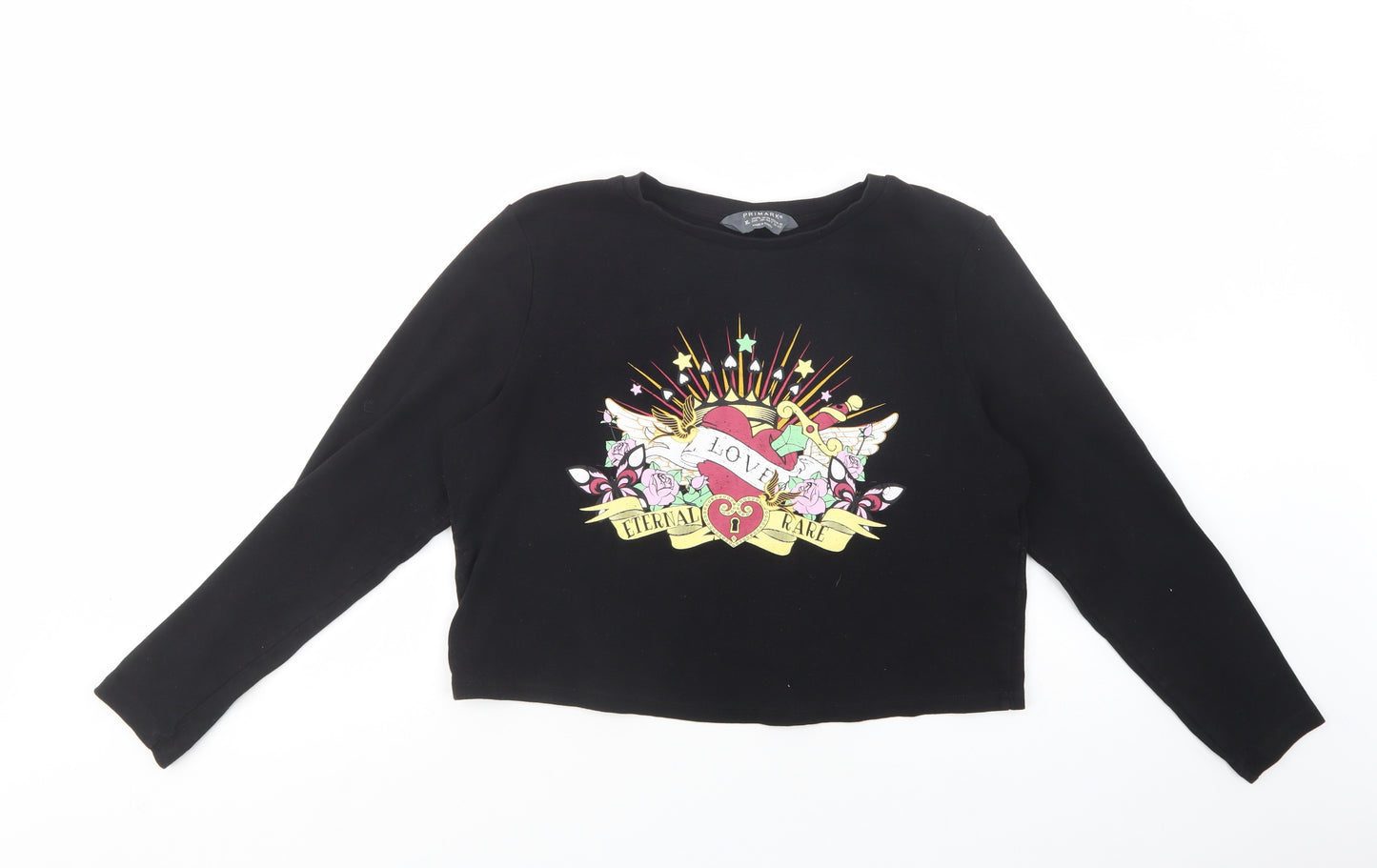 Primark Womens Black  Cotton Pullover Sweatshirt Size 18  Pullover