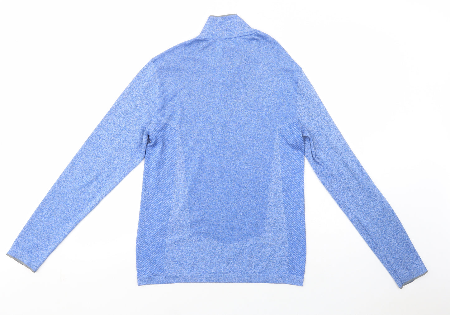 Nike Mens Blue  Polyester Pullover T-Shirt Size S High Neck Zip