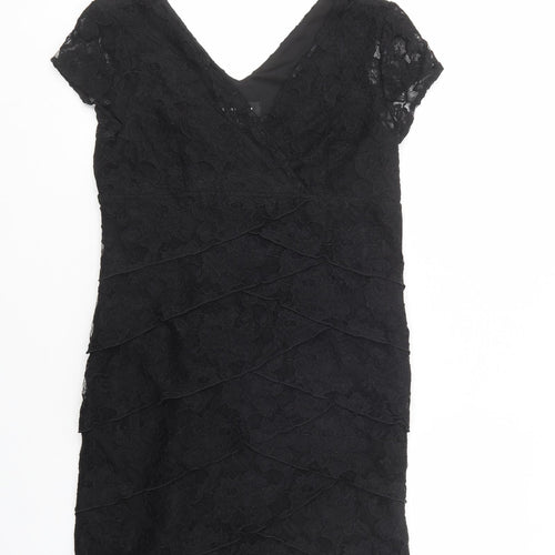Scarlett Womens Black  Polyester Pencil Dress  Size 6  Collared Zip