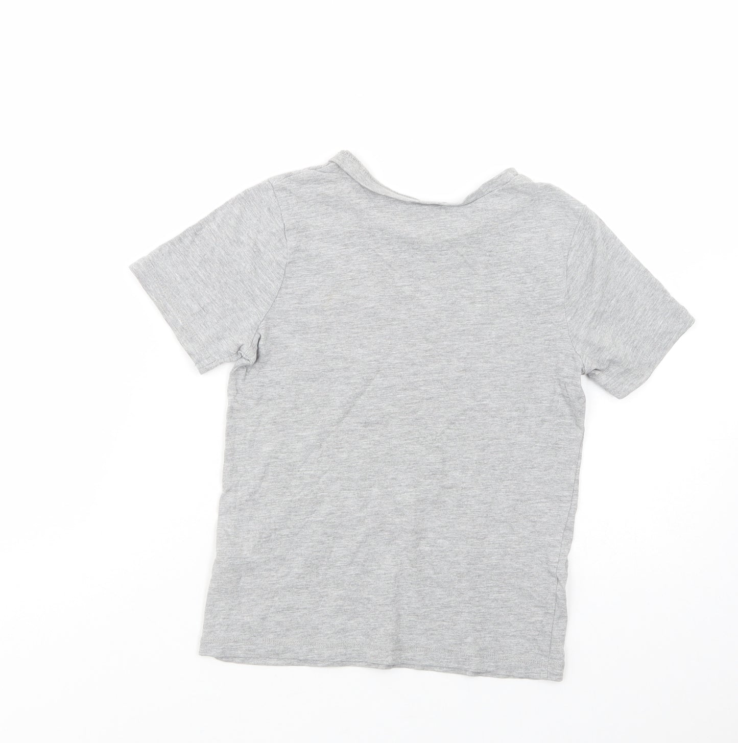 George Boys Grey  Cotton Basic T-Shirt Size 8-9 Years Crew Neck Pullover - Shark