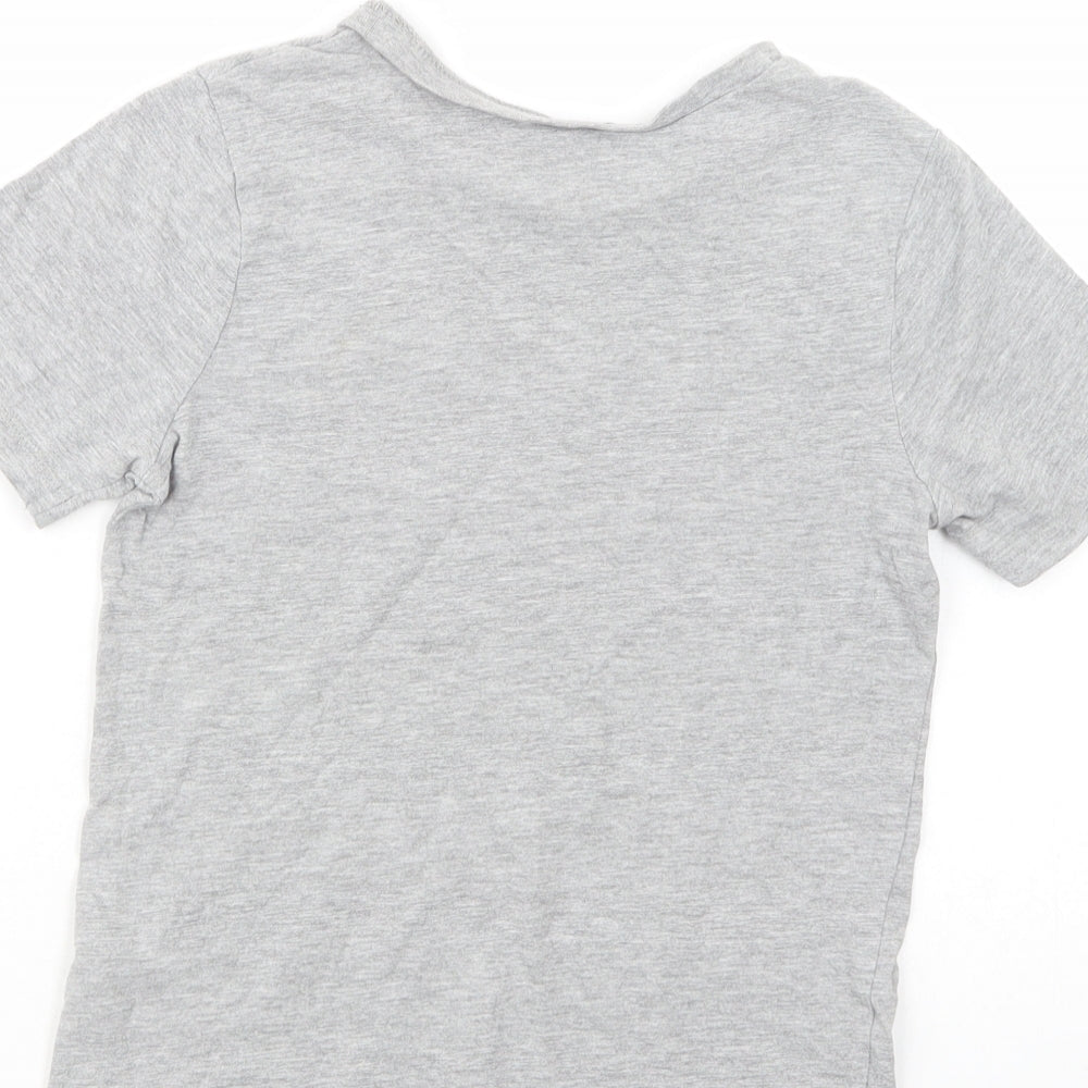 George Boys Grey  Cotton Basic T-Shirt Size 8-9 Years Crew Neck Pullover - Shark