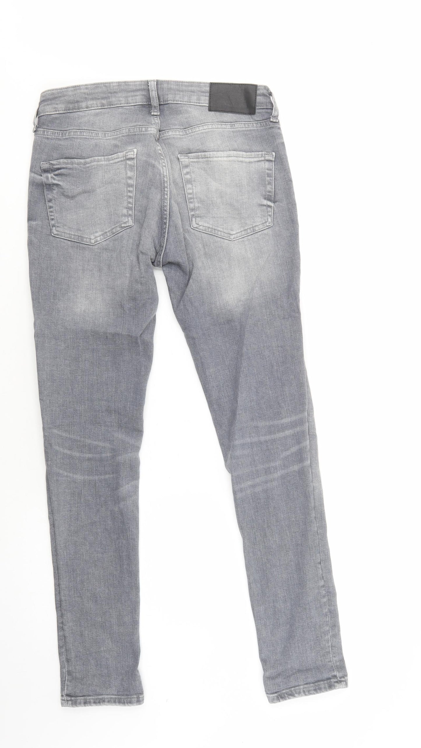 Denim Co. Mens Grey  Cotton Skinny Jeans Size 30 in L32 in Regular Button