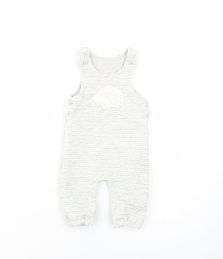 TU Baby Grey Polyester Dungaree Outfit/Set Size 3-6 Months Button - Hedgehog