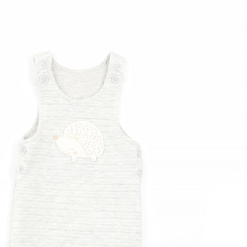 TU Baby Grey  Polyester Dungaree Outfit/Set Size 3-6 Months  Button - Hedgehog