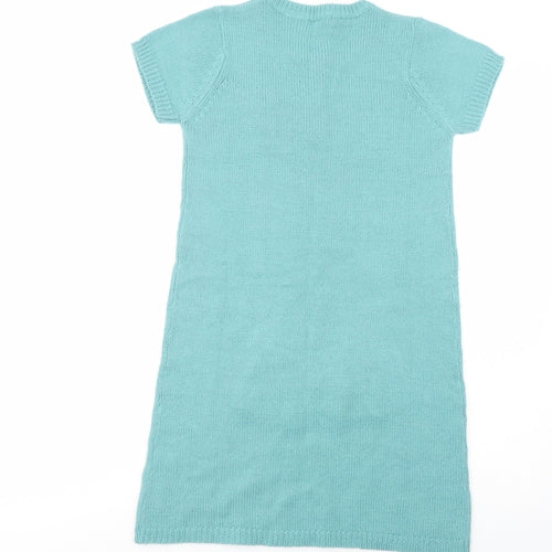 La Redoute Womens Green Crew Neck  Acrylic Tunic Jumper Size S