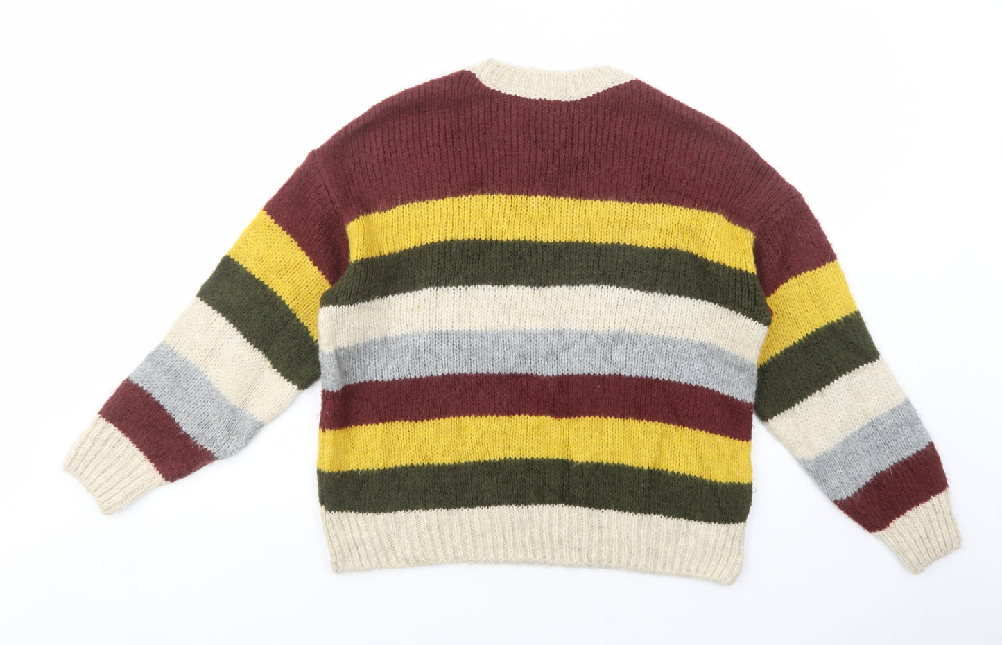 TU Womens Multicoloured Crew Neck Striped Acrylic Pullover Jumper Size 14