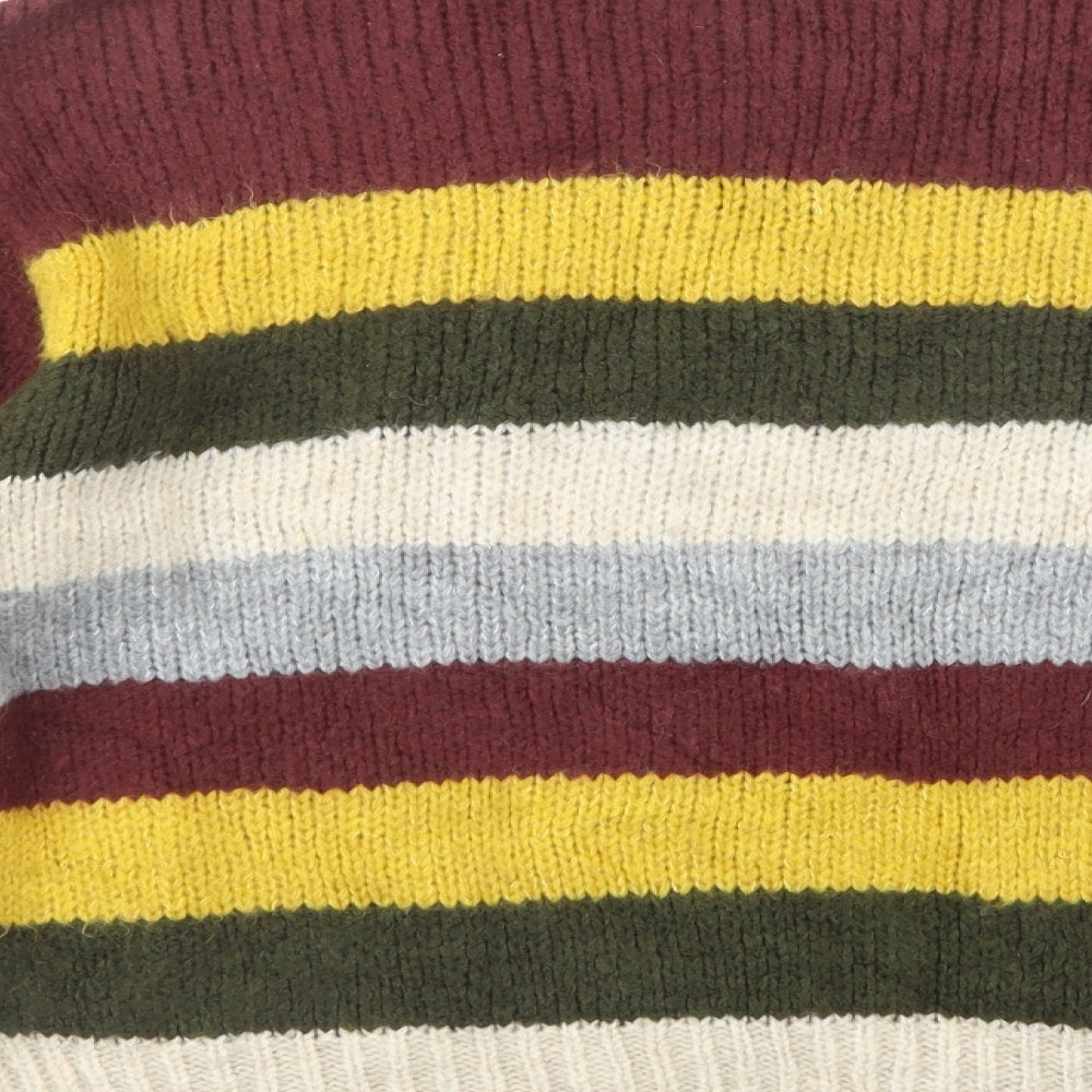 TU Womens Multicoloured Crew Neck Striped Acrylic Pullover Jumper Size 14