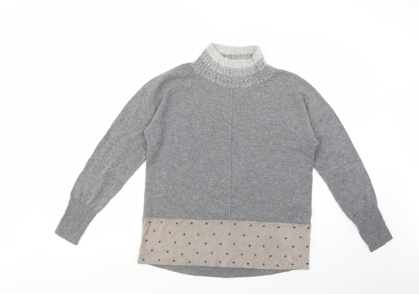 Nice Connection Womens Grey High Neck  Cashmere Pullover Jumper Size M