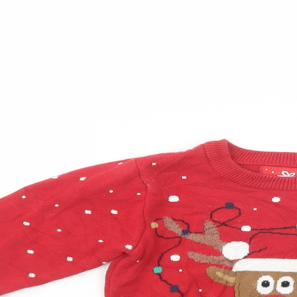 Primark Baby Red Geometric Cotton Pullover Jumper Size 18-24 Months  Pullover - Rudolph Christmas