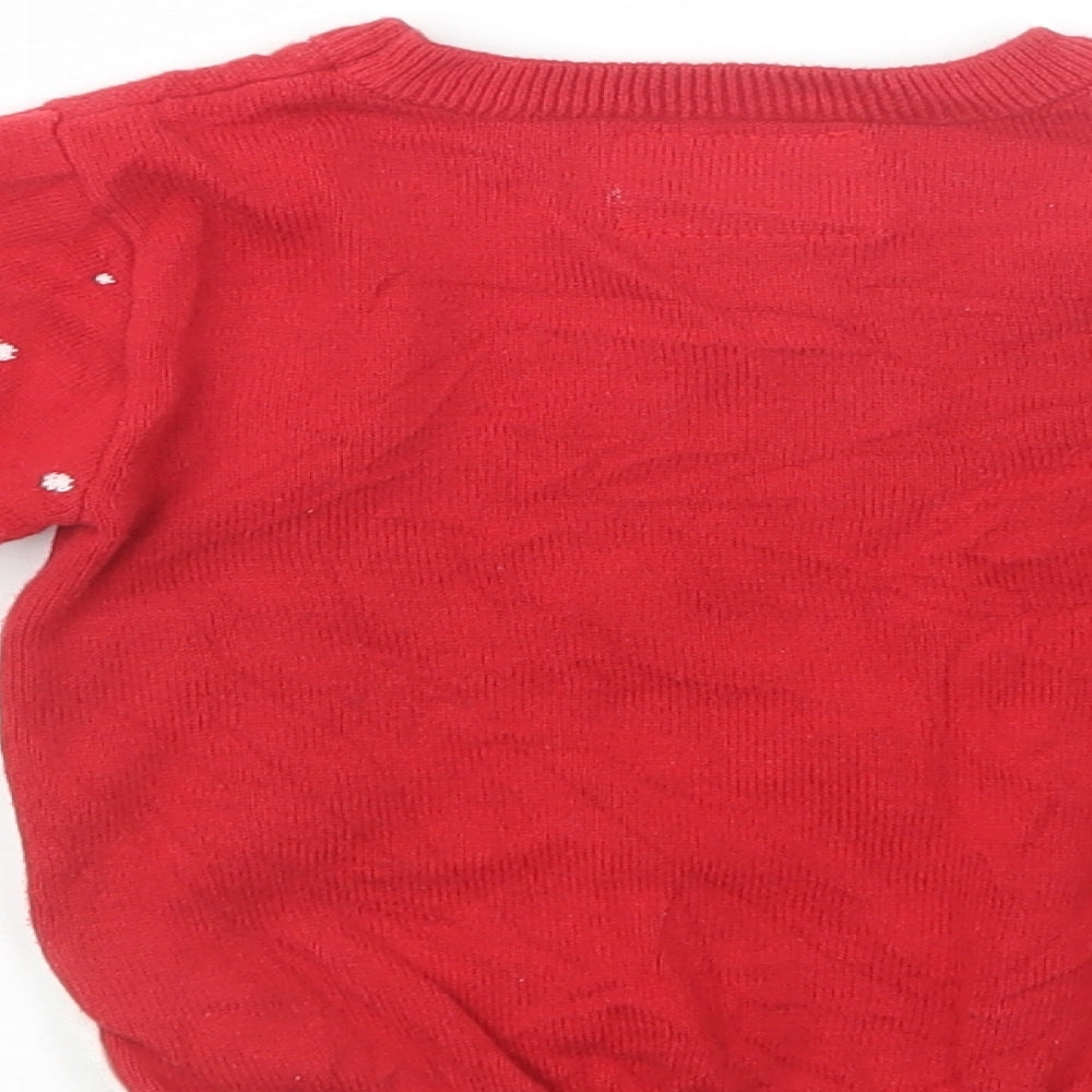 Primark Baby Red Geometric Cotton Pullover Jumper Size 18-24 Months  Pullover - Rudolph Christmas