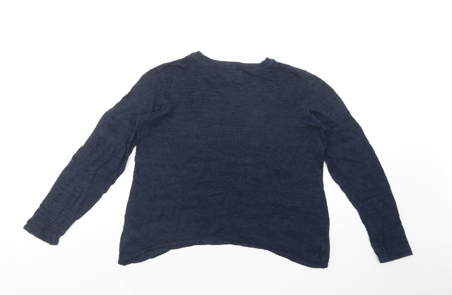 Fat Face Womens Blue Crew Neck  Linen Pullover Jumper Size 10