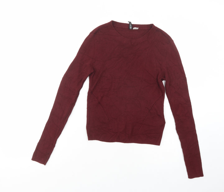 H&M Womens Purple Crew Neck  Viscose Pullover Jumper Size M