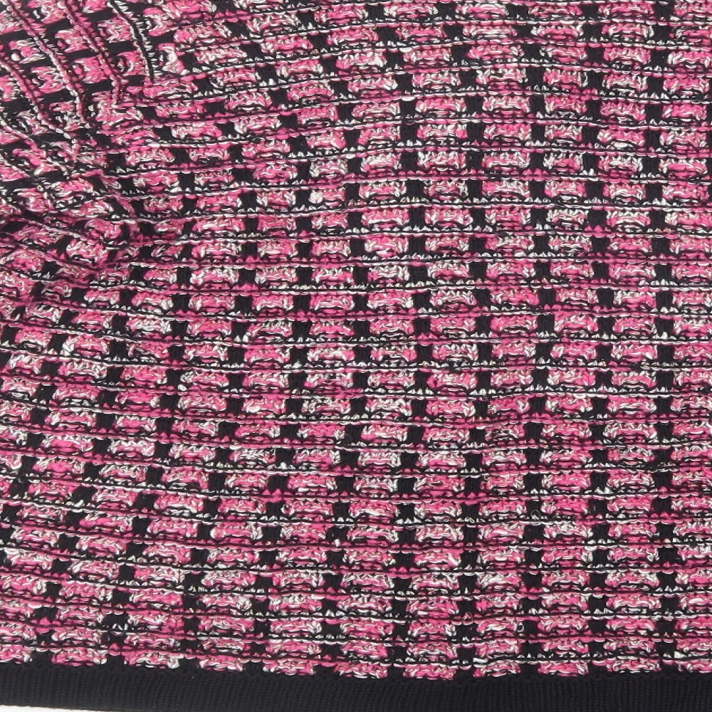 Marks and Spencer Womens Purple Crew Neck Geometric Cotton Cardigan Jumper Size 14