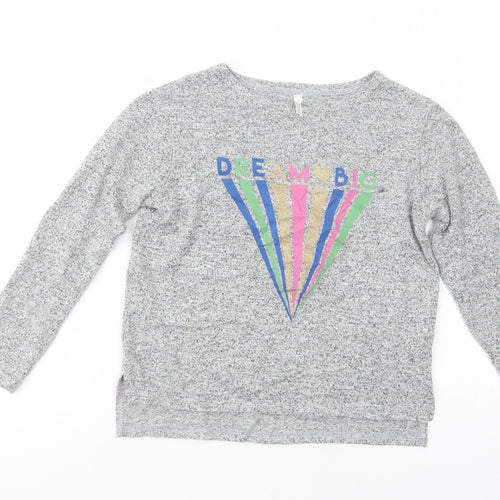 Primark Girls Grey Crew Neck  Viscose Henley Jumper Size 9-10 Years  Pullover - Dream Big
