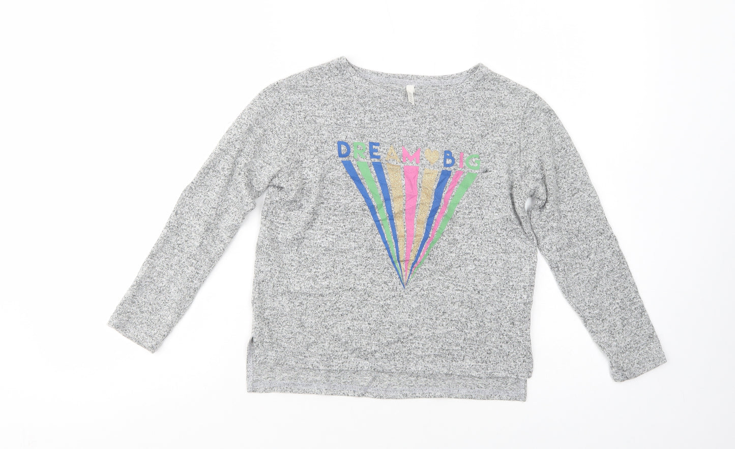 Primark Girls Grey Crew Neck  Viscose Henley Jumper Size 9-10 Years  Pullover - Dream Big