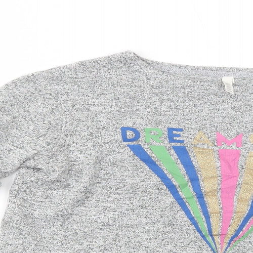 Primark Girls Grey Crew Neck  Viscose Henley Jumper Size 9-10 Years  Pullover - Dream Big