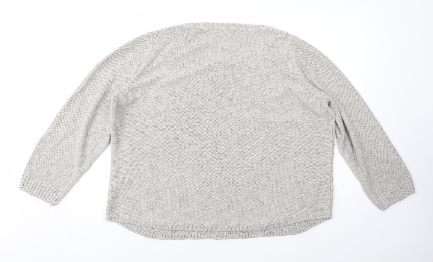 Per Una Womens Grey Crew Neck  Acrylic Pullover Jumper Size 20