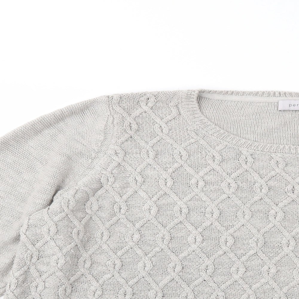 Per Una Womens Grey Crew Neck  Acrylic Pullover Jumper Size 20