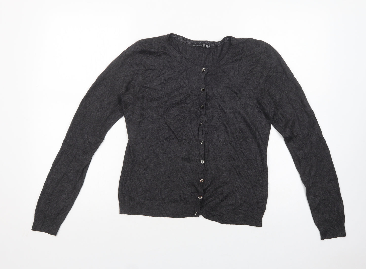 Atmosphere Womens Grey Crew Neck  Viscose Cardigan Jumper Size 12