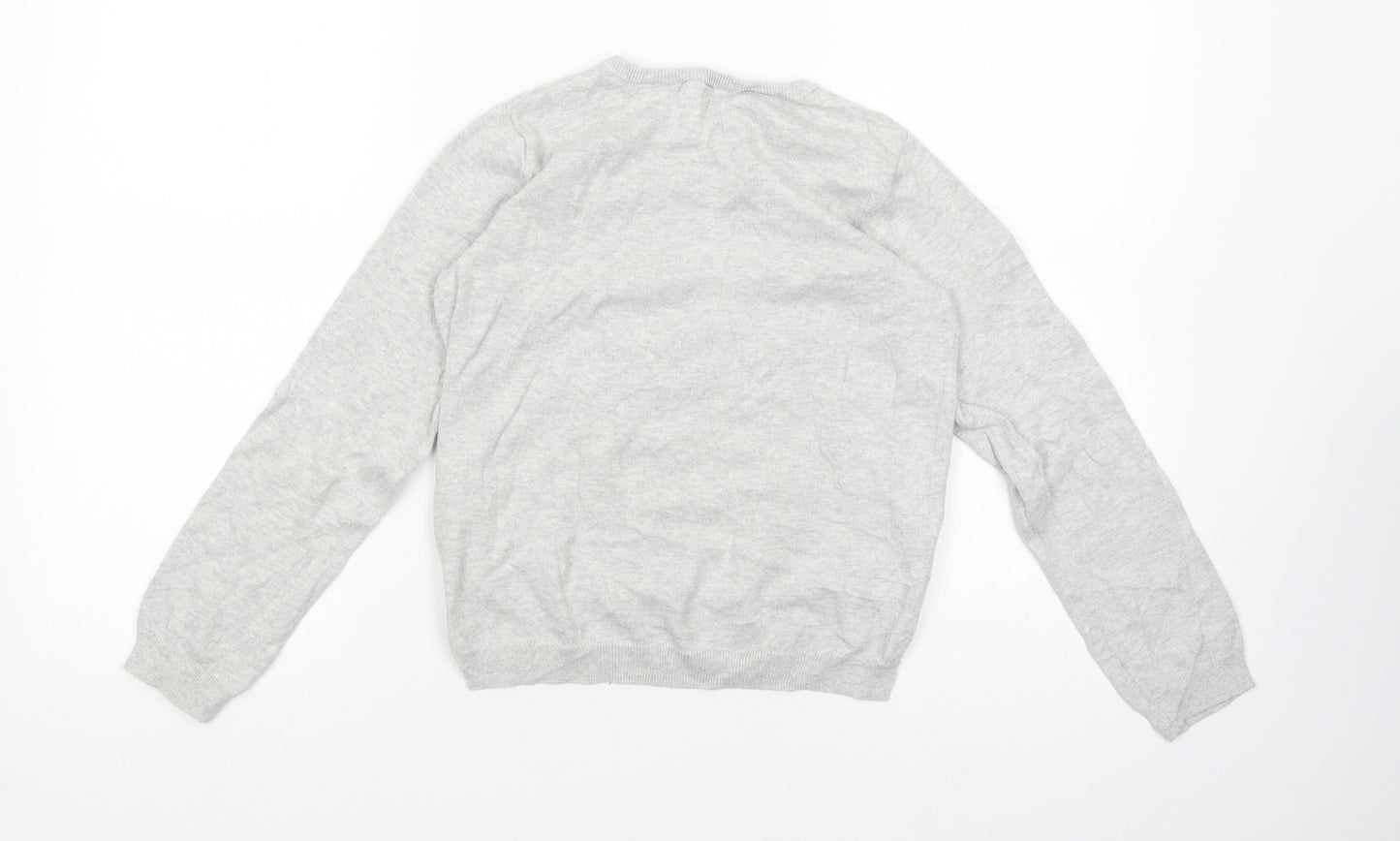 H&M Girls Grey Crew Neck   Pullover Jumper Size 9-10 Years  Pullover - Unicorn