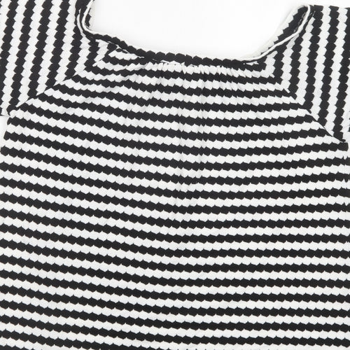 F&F Womens White Geometric Polyester Basic Blouse Size 10 Boat Neck