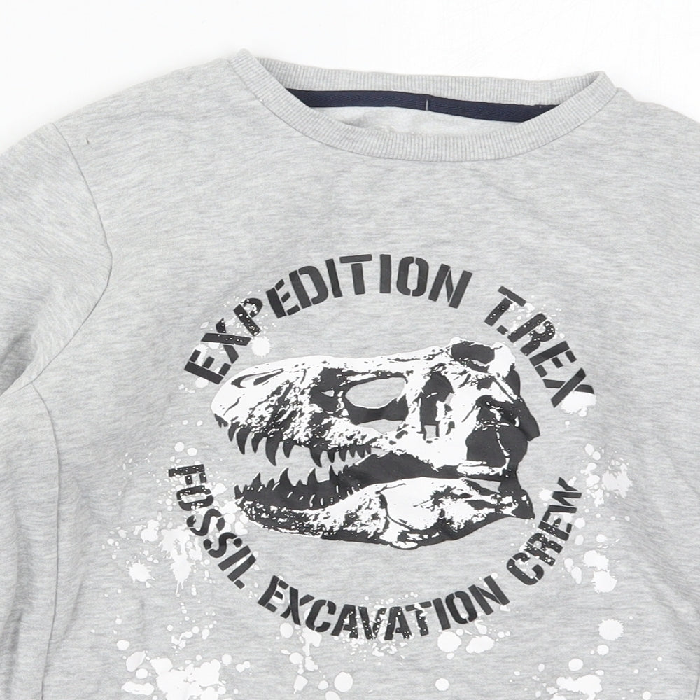 Nutmeg Boys Grey  Polyester Pullover Sweatshirt Size 10-11 Years  Pullover - T-Rex
