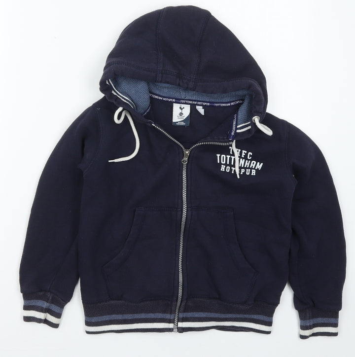 Tottenham Hotspur Boys Blue  Cotton Full Zip Hoodie Size 7-8 Years  Zip - Tottenham Hotspur