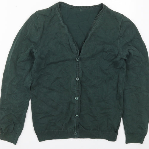 George Girls Green V-Neck  Cotton Cardigan Jumper Size 13-14 Years  Button