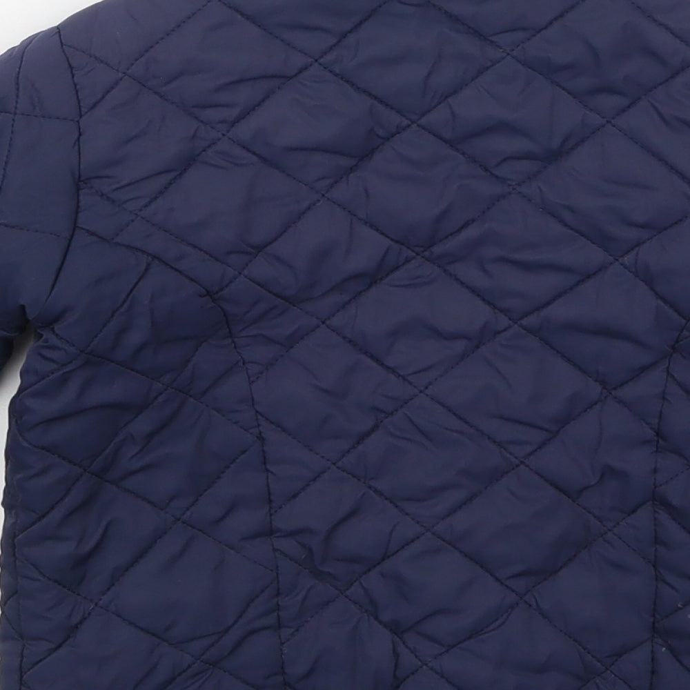 JoJo Maman Bébé Girls Blue   Quilted Coat Size 3-4 Years  Button