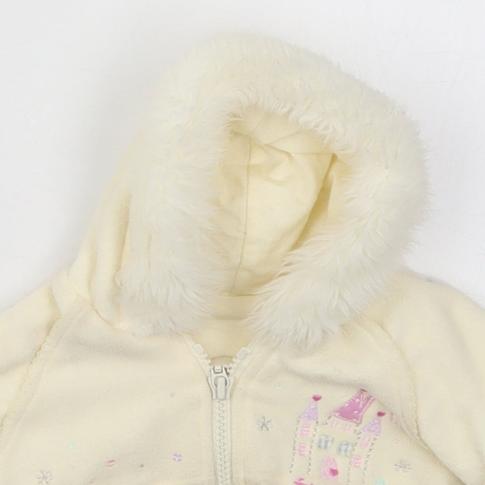 Marks and Spencer Girls Ivory   Jacket  Size Newborn   Zip - Castle