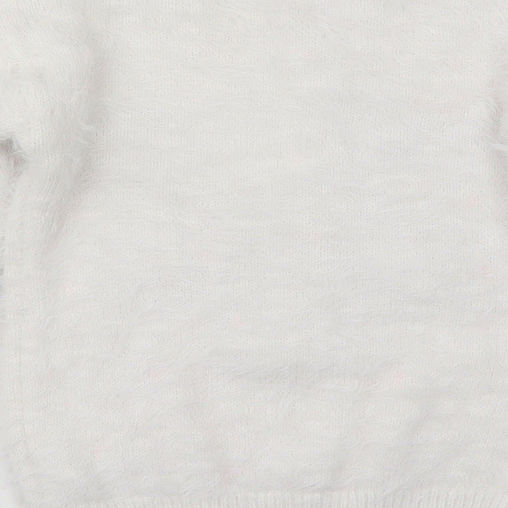F&F Girls White Crew Neck  Nylon Pullover Jumper Size 9-10 Years  Pullover - Snowflake