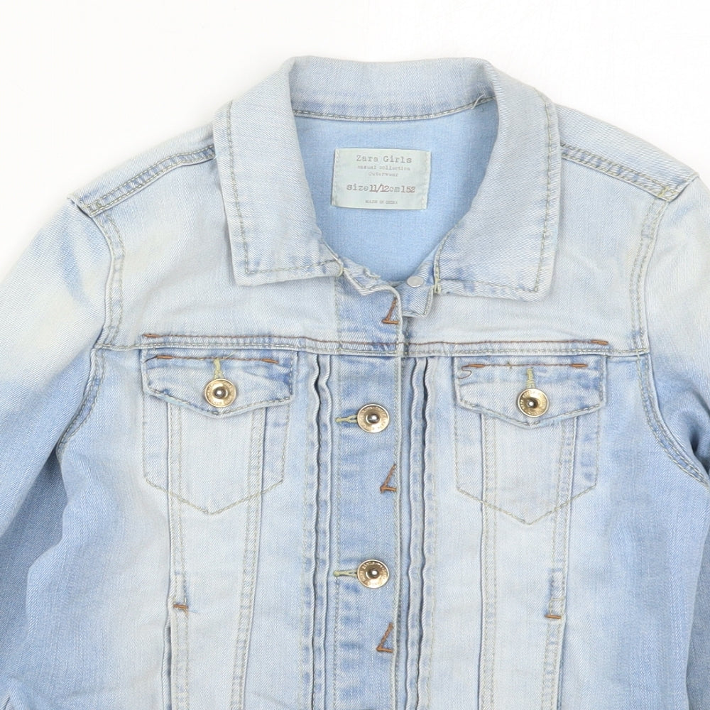Zara Girls Blue   Jacket  Size 11-12 Years  Button