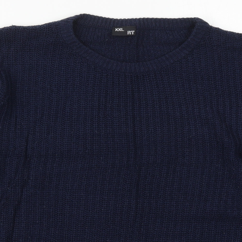 MRP Mens Blue Crew Neck  Acrylic Pullover Jumper Size 2XL