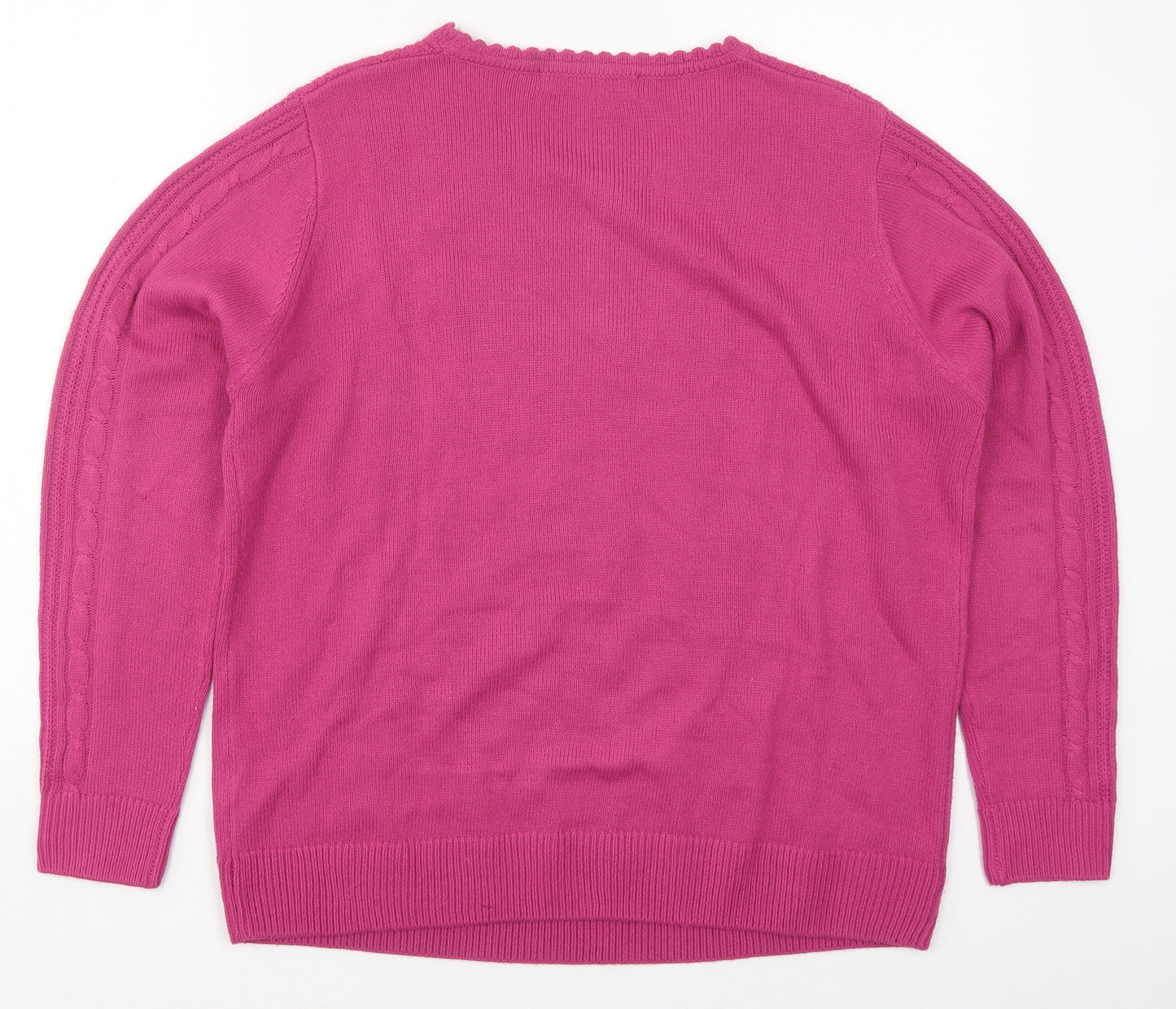 Isle Womens Pink Crew Neck  Acrylic Pullover Jumper Size 18