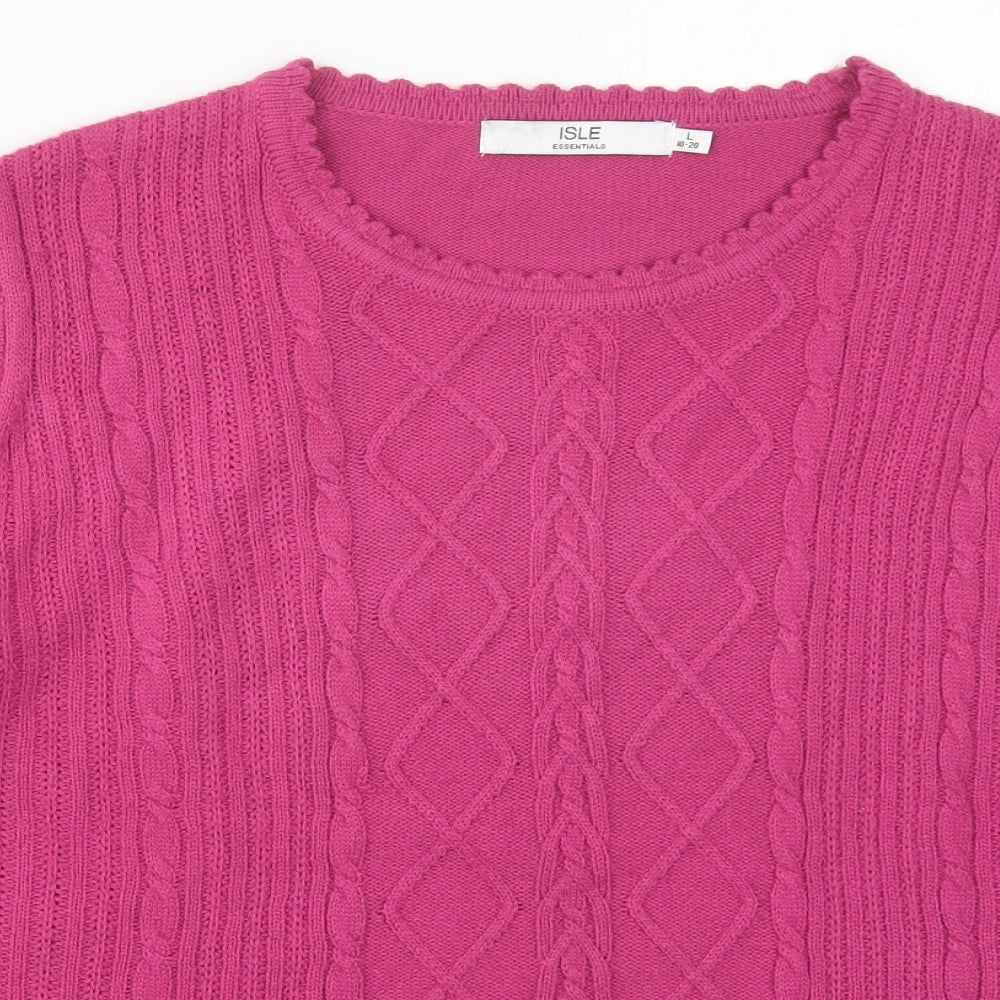 Isle Womens Pink Crew Neck  Acrylic Pullover Jumper Size 18