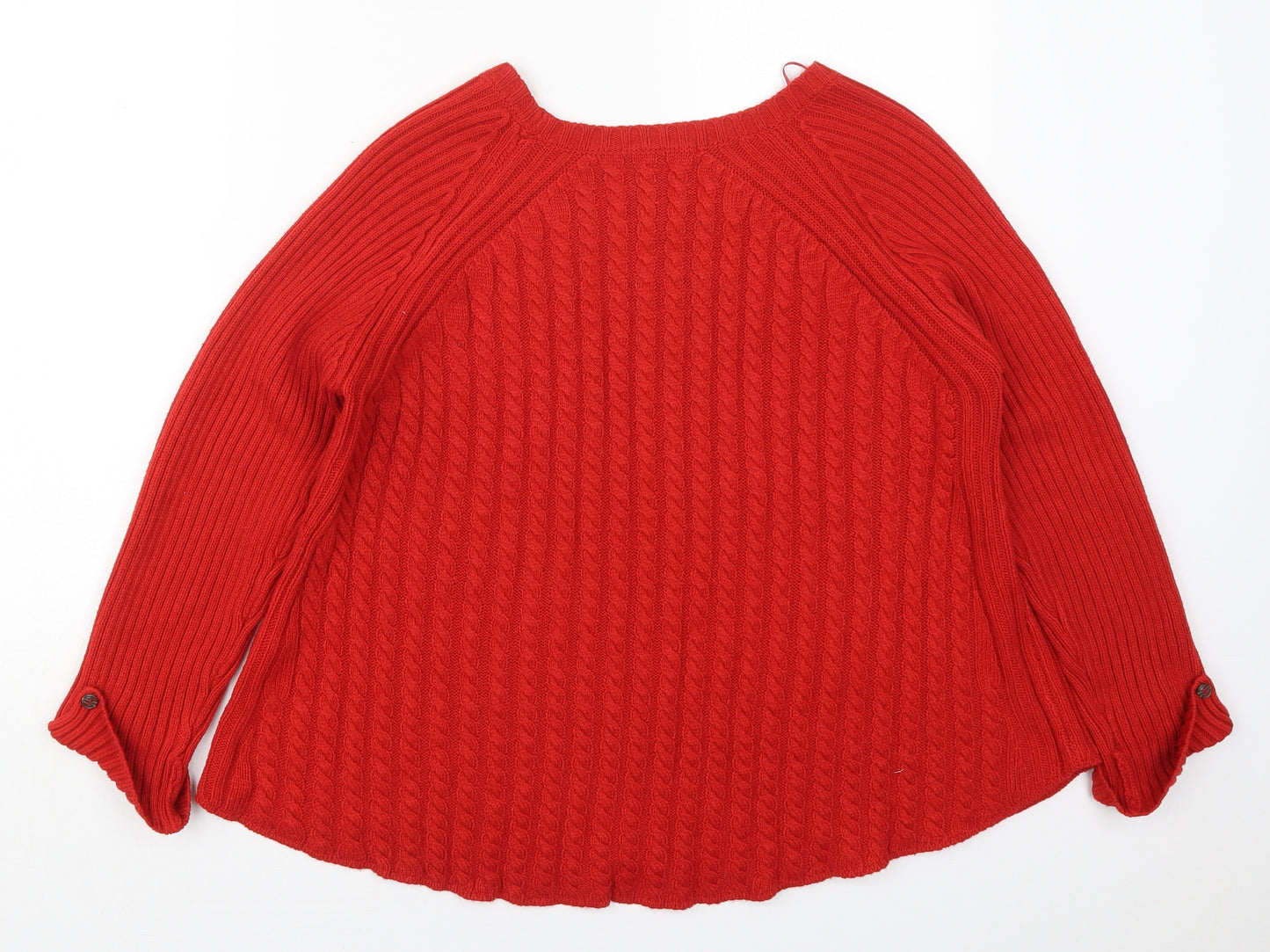 TU Womens Red Round Neck  Acrylic Pullover Jumper Size 14