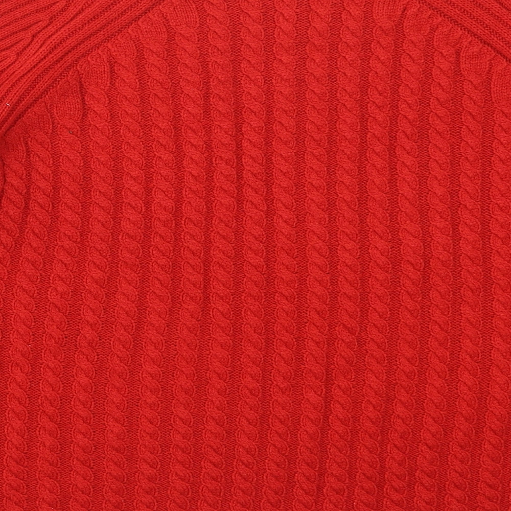 TU Womens Red Round Neck  Acrylic Pullover Jumper Size 14