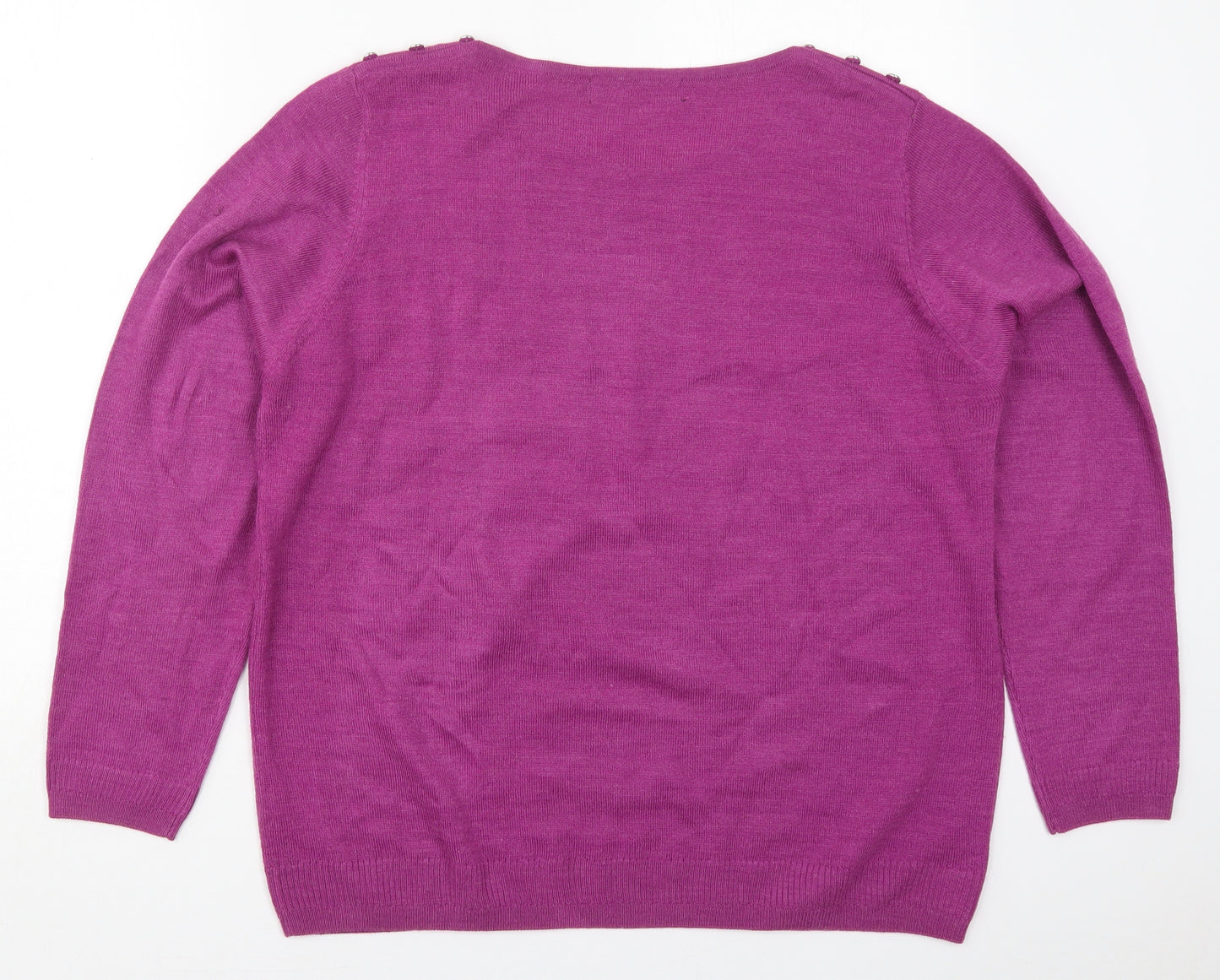 Isle Womens Purple Round Neck  Acrylic Pullover Jumper Size 18