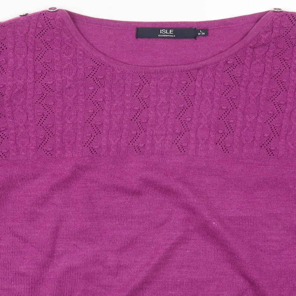 Isle Womens Purple Round Neck  Acrylic Pullover Jumper Size 18