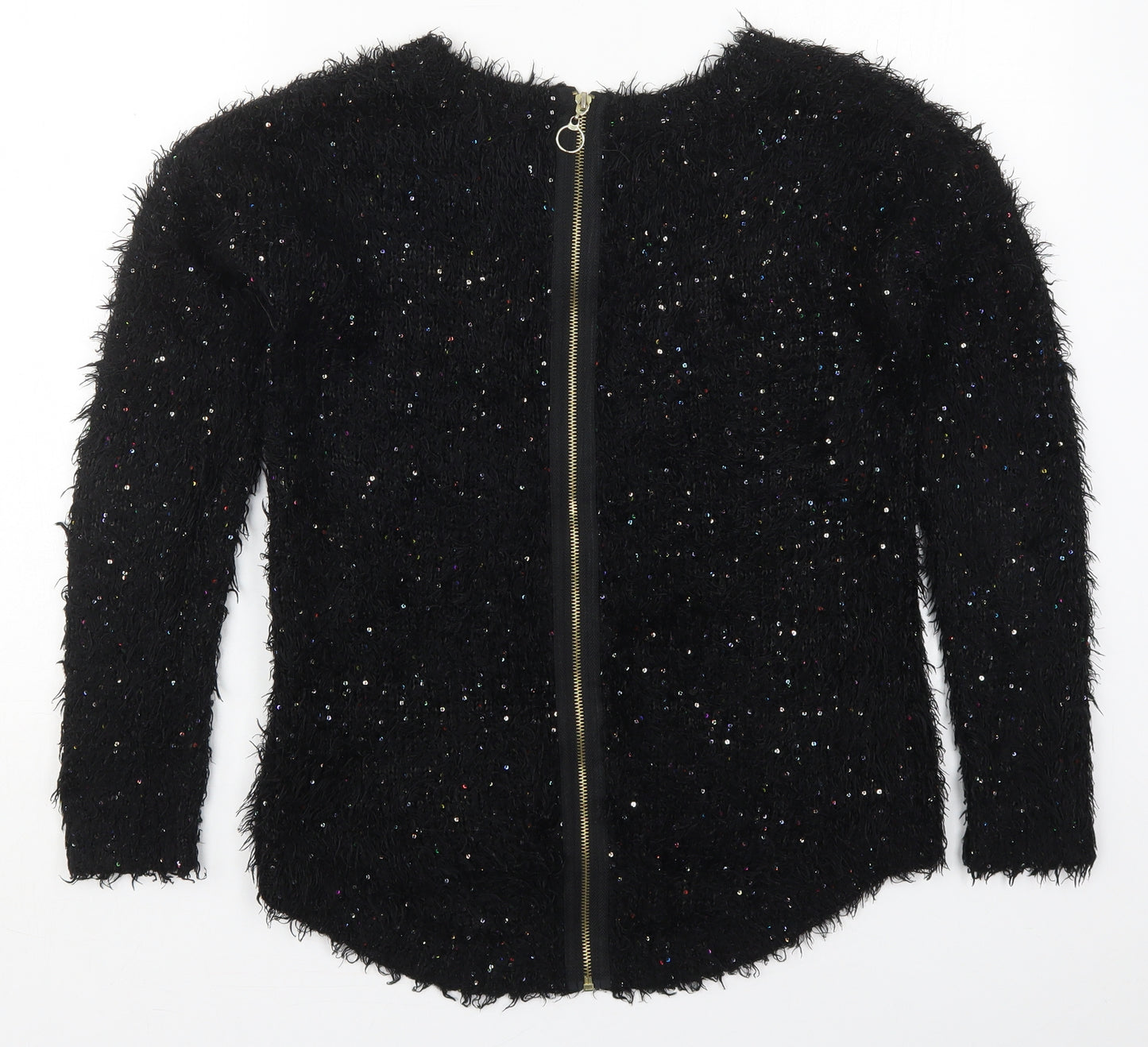 New Look Womens Black Round Neck  Polyester Pullover Jumper Size 8