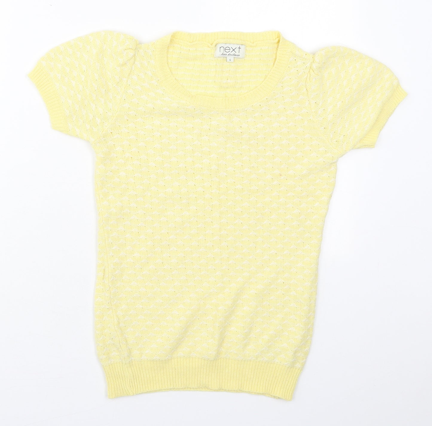 NEXT Womens Yellow Crew Neck  Cotton Pullover Jumper Size 6