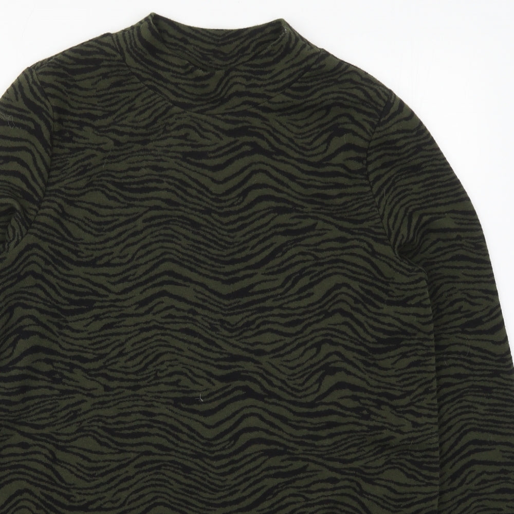 Marks and Spencer Womens Green Camouflage Polyester Jumper Dress  Size 14  Round Neck Pullover