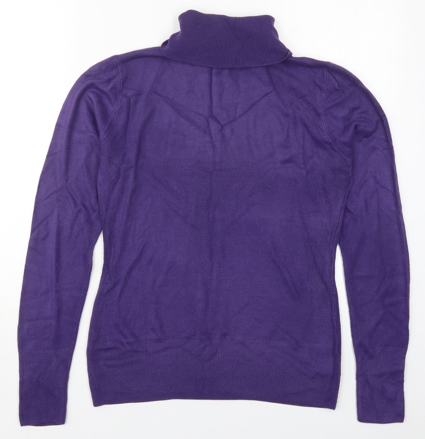 George Womens Purple Roll Neck  Acrylic Pullover Jumper Size 14